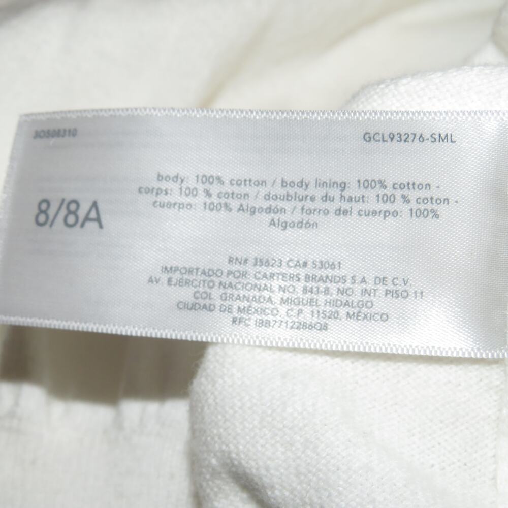 Carter’s White Long Sleeve Ruffle Shoulder Girls Sweater Dress - Picture 6 of 7